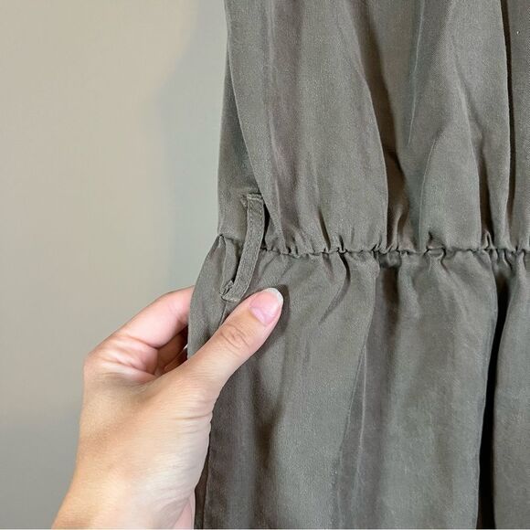 ✨ Lovers + Friends Women’s Olive Green Utility Faux Wrap Collared Dress Small - Picture 9 of 13